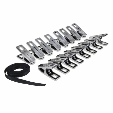 Sportsheets Edge Body Zipper Clothes Pins Silver - 16 Metal Clips Set