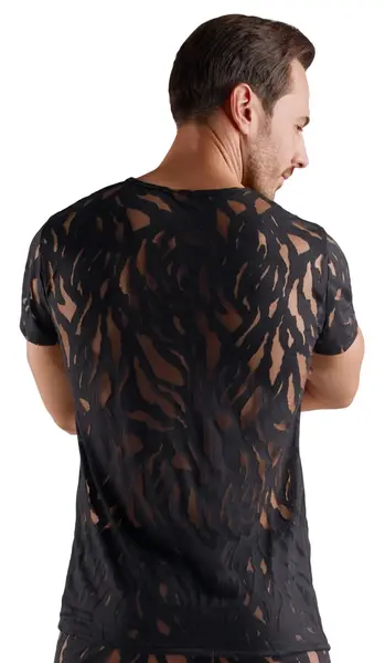 Svenjoyment Shirt M Black Burnout Effect Short Sleeve Stretchy