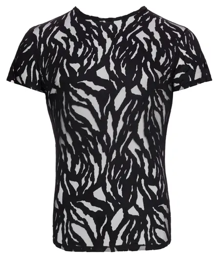 Svenjoyment Shirt M Black Burnout Effect Short Sleeve Stretchy