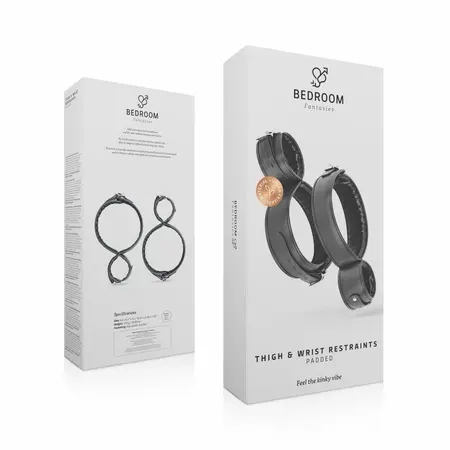 Bedroom Fantasies Thigh & Wrist Restraint Set Adjustable Black