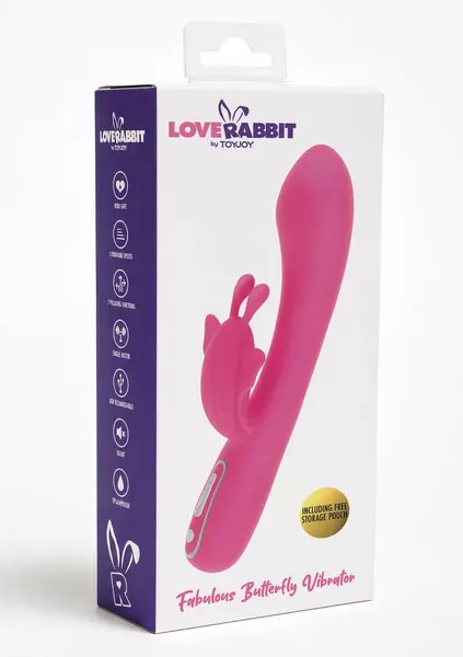 TOYJOY  Love Rabbit Fabulous Butterfly Vibrator Silicone USB 7 Modes Pink