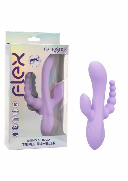 CalExotics Bend & Hold Triple Rumbler Flexible Vibrating Massager, Silicone, Black