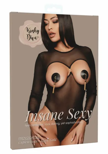 Kinky Diva Provocative Cupless Body Insane Sexy Collection Mesh Black Adjustable