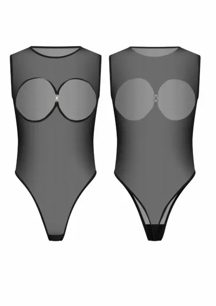 Kinky Diva Foxy Cupless Body Insane Sexy Collection Adjustable Closure Black