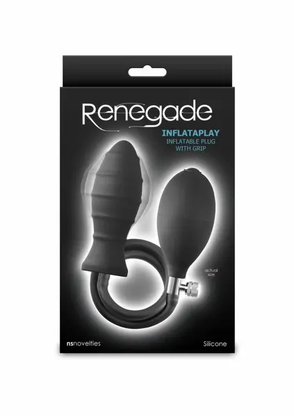 Renegade InflataPlay надуваем анален разширител с твърда сърцевина, черен, среден