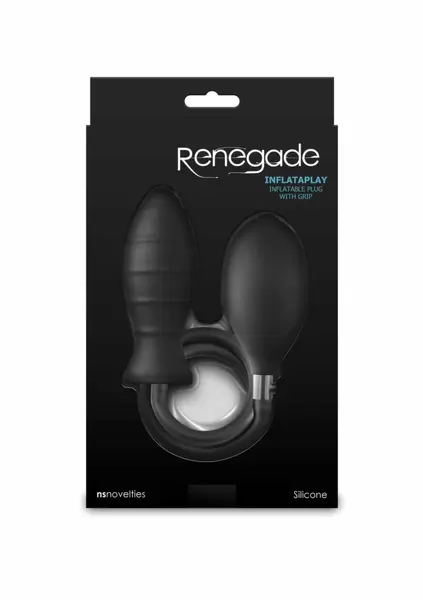 Renegade InflataPlay надуваем анален разширител с твърда сърцевина, черен, среден