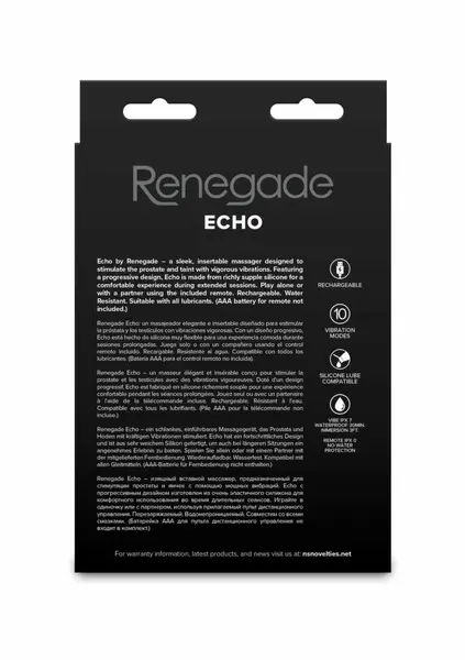 NS Novelties Renegade Echo Prostate Plug - Silicone, Remote-Controlled, Rechargeable