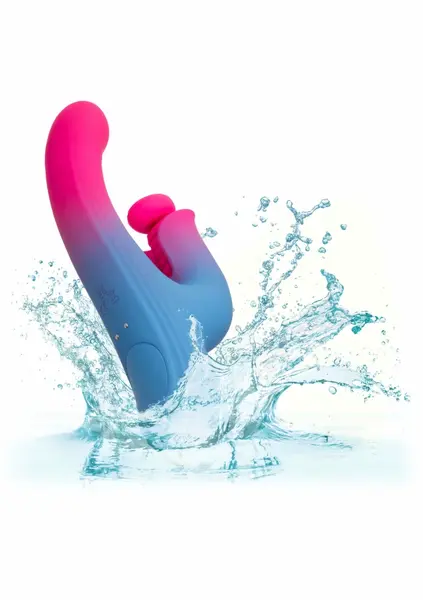 Dual Stimulator Thrusting Vibrator Silicone Waterproof USB Pink
