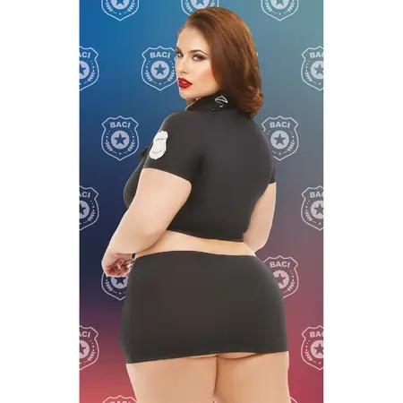 Badge of Desire еротичен костюм на полицайка от 4 части, черен, размер QS
