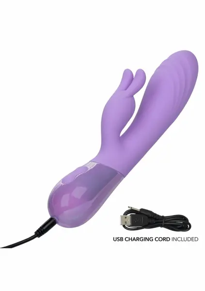 Aura Dual Bunny Vibrator Silicone Waterproof Rechargeable Pink
