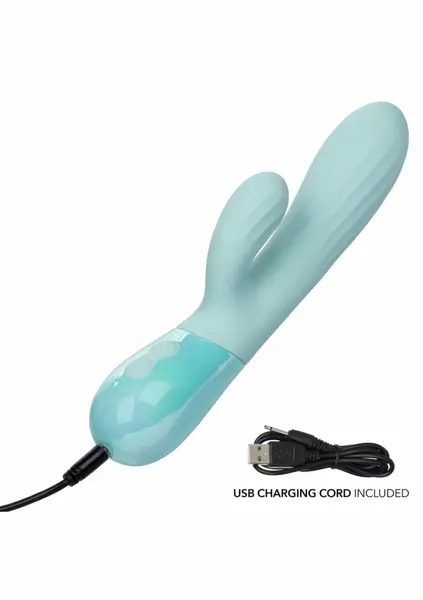 Aura Dual Ripple Silicone Massager 10 Modes Waterproof USB Blue