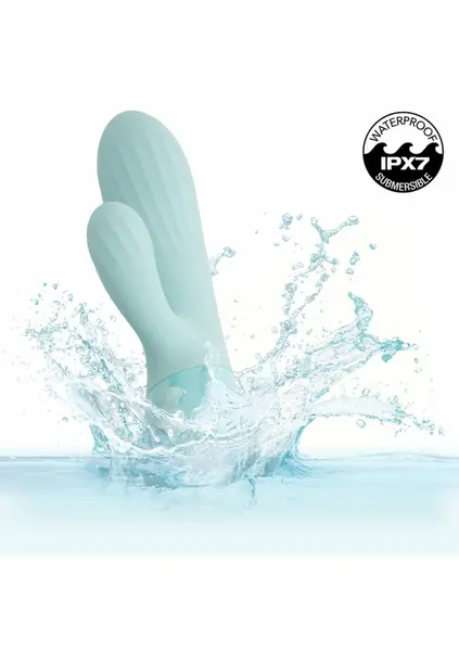 Aura Dual Ripple Silicone Massager 10 Modes Waterproof USB Blue