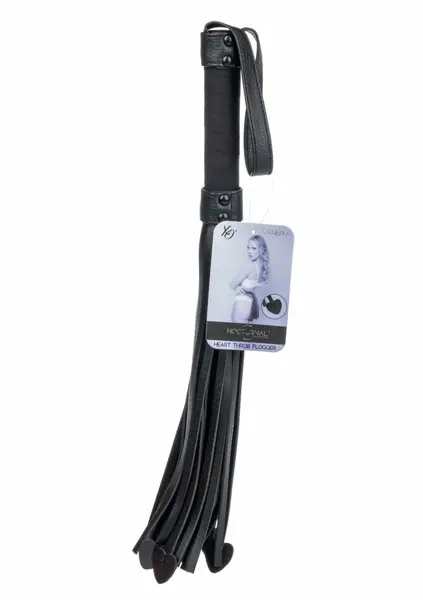 Heart Throb Flogger with Heart Accents and Soft Tassels, Black/Red