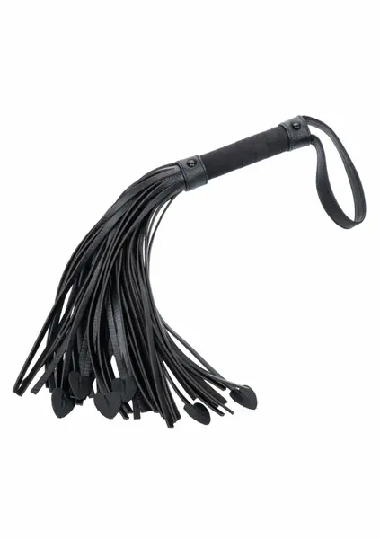 Heart Throb Flogger with Heart Accents and Soft Tassels, Black/Red