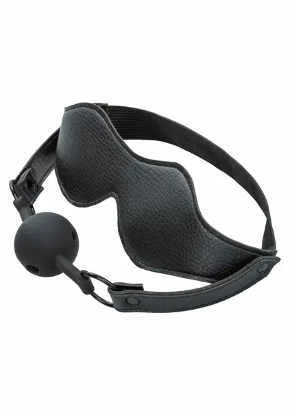 CalExotics Eye Mask & Breathable Silicone Ball Gag Set Black