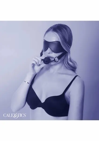 CalExotics Eye Mask & Breathable Silicone Ball Gag Set Black
