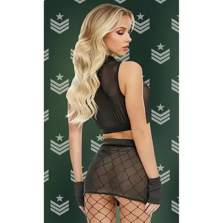 Baci Lingerie Sergeant Seduction Set Black One Size - 4-Piece Uniform Style