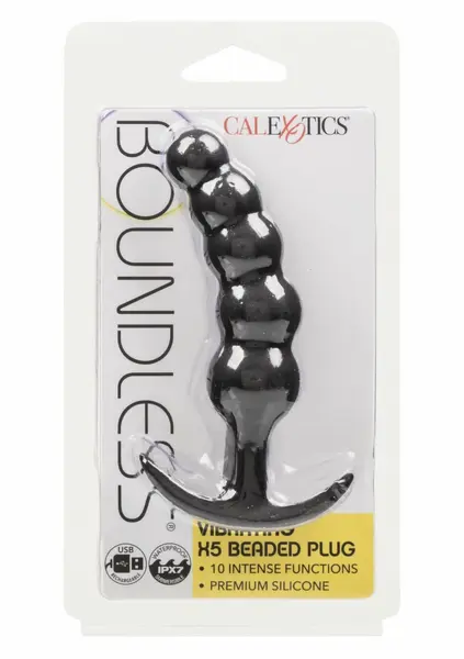 CalExotics Boundless Vibrating X5 Beaded Plug Silicone Waterproof Black