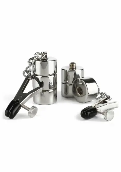 Mr. Steel Alligator Nipple Clamps with Adjustable Weights, Stainless Steel