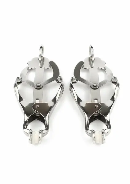 Mr. Steel Squeezer Adjustable Nipple Clamps with Ring, Stainless Steel