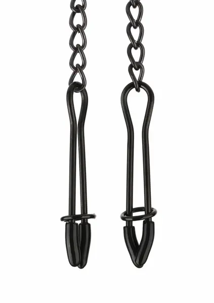 Mr. Steel Tweezer Nipple Clamps Black Adjustable Stainless Steel Chain