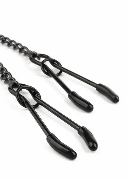 Mr. Steel Tweezer Nipple Clamps Black Adjustable Stainless Steel Chain