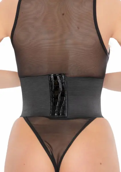 Croco Front Waist Cincher High Gloss Snake Design Adjustable Fit S/M