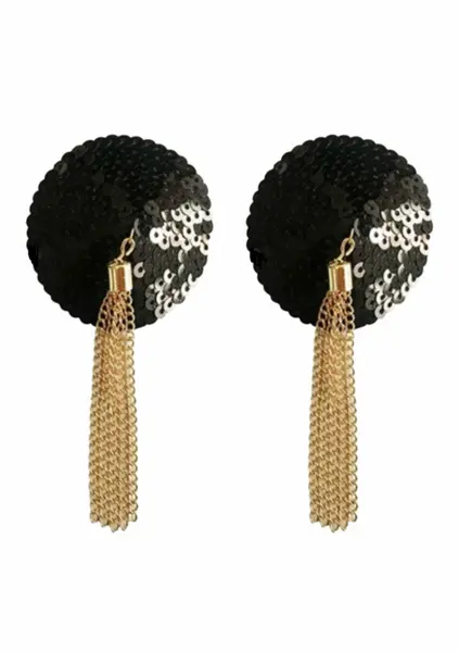 Sequin Nipple Covers with Decorative Gold Chain - Reusable Party Edition