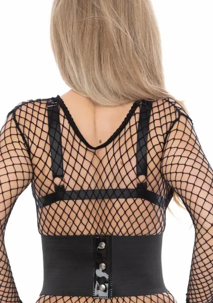 PVC Front Waist Cincher by KinkLab - Shiny Black Adjustable Belt S/M