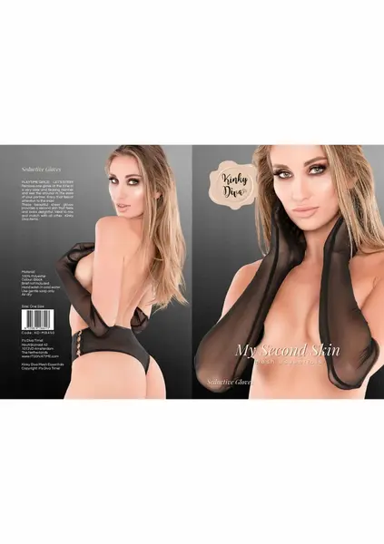 Kinky Diva Seductive Gloves - Sheer Polyamide, Elegant Black Design