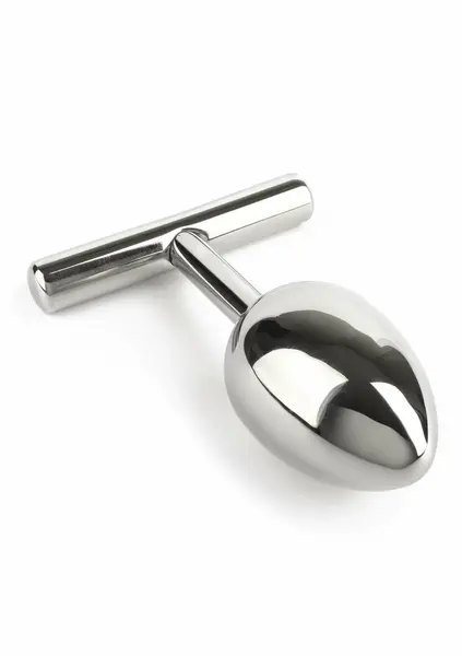 Pod Plunger стоманено дилдо с T-образна дръжка, 16 см