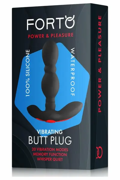 FORTO Vibrating Plug Black - 20 Modes, Compact Silicone Design