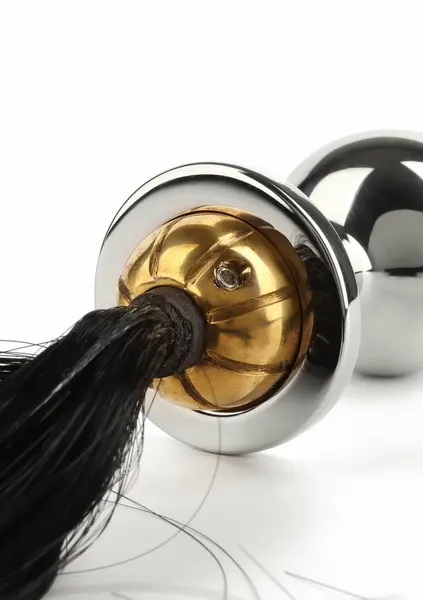Mr. Steel Black Hair Pony Tail Rosebud Stainless Steel Plug