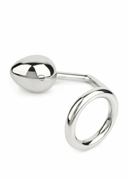 Mr. Steel Ass Hitch Egg 45 mm Stainless Steel Intimate Plug with Ring