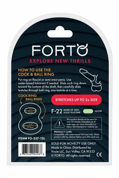 FORTO F-22 D Ring Large Glow Premium Silicone, Stretchable, Luminous