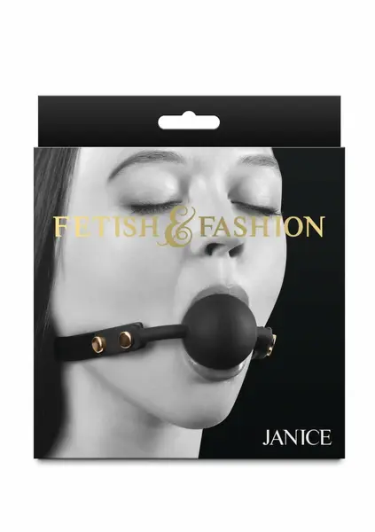 Fetish & Fashion Janice Gag Adjustable PU Ball Gag Black