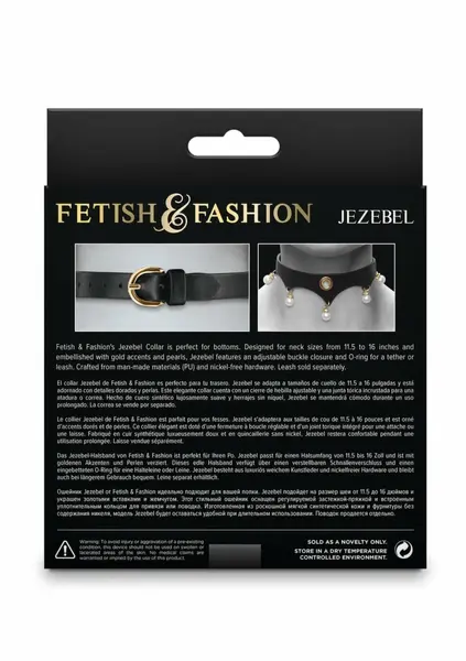 Fetish & Fashion Jezebel Collar Gold Accents Adjustable 11.5-16in