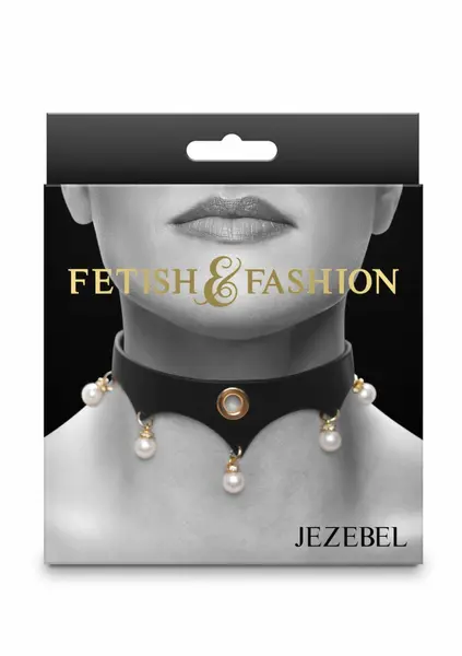 Fetish & Fashion Jezebel Collar Gold Accents Adjustable 11.5-16in