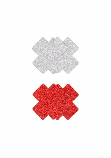NS Novelties Pretty Pasties Glitter Cross 2 Pair - Sparkling Adhesive Covers