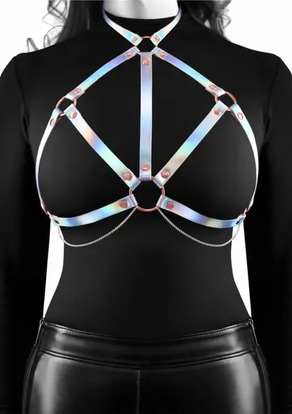 Cosmo Harness Crave Chest Harness Rose Gold Adjustable Vinyl S/M