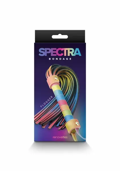 Spectra Bondage Flogger - Colorful Faux Leather Impact Tool, 45 cm