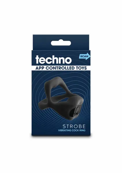 Techno Strobe Rechargeable Vibrating Ring with App Control, Black