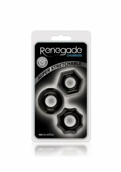 Renegade Chubbies Super Elastic Stackable Rings TPE Black Set