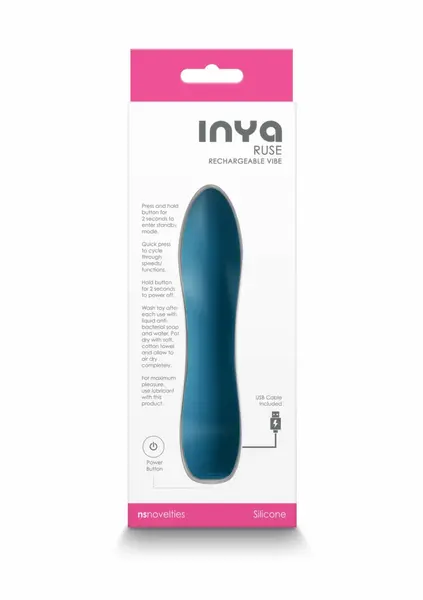 INYA Ruse Compact Rechargeable Silicone Device, 10 Modes, Pink