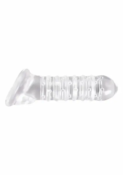 NS Novelties Renegade Ribbed Sleeve Extension TPE Transparent