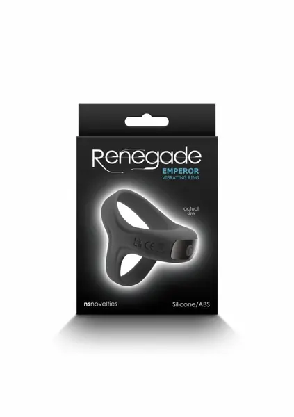 Renegade Emperor Rechargeable Vibrating Ring, Black, Stretchy Fit