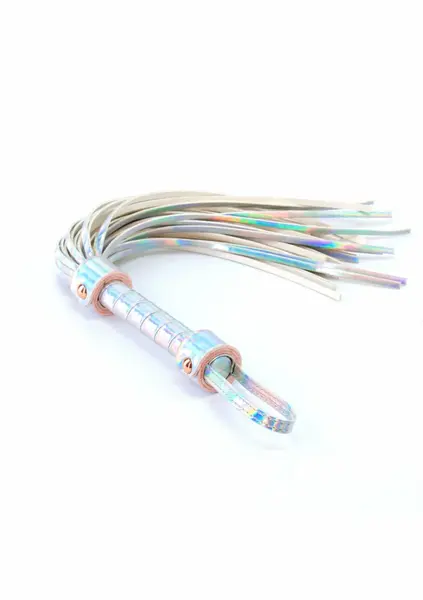 Cosmo Bondage Flogger Holographic Vinyl Adjustable Rose Gold