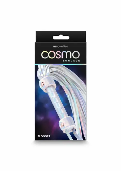 Cosmo Bondage Flogger Holographic Vinyl Adjustable Rose Gold