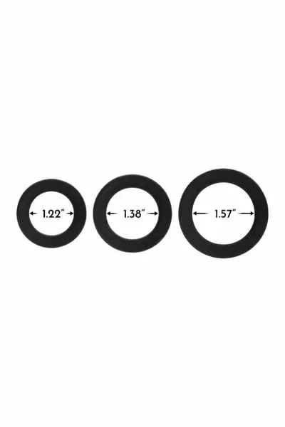 FORTO F-61 3 Piece Silicone Ring Set Black - Flexible Premium Material