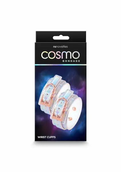 Cosmo Bondage Wrist Cuffs Holographic Vinyl Adjustable Rose Gold